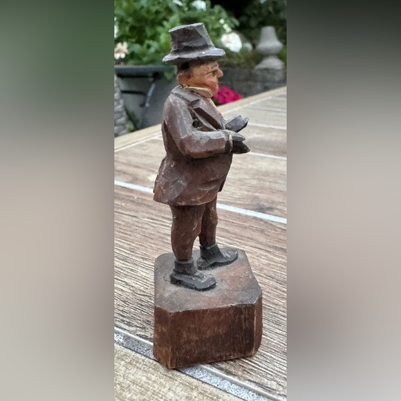Charles Dickens ANRI Mr. Micawber Vintage Hand Carved Wood Figurine 1920s Italy - Picture 3 of 7